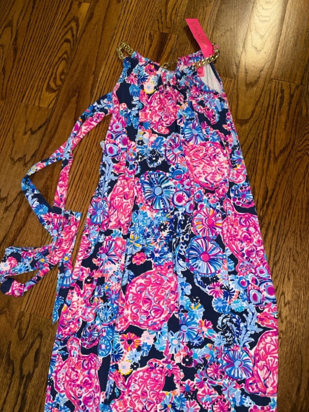 LILLY PULITZER Bingham Midi Dress High Tide In Turtle Amazement large NWT - Picture 3 of 8